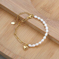 wholesale S925 Sterling Silver Cloud-shaped Paper Clip Chain Baroque Pearl Heart Pendant French Vintage-0-1