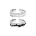 wholesale S925 Sterling Silver Open-Ended Ring for Women, Korean Version Ins Minimalist Irregular Drip Glaze Textured Design-0-4