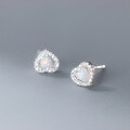 wholesale 925 Sterling Silver Small Fresh Synthetic Opal Diamond Inlaid Heart Stud Earrings Sweet Ins Style Jewelry M04633-0-2