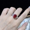 S925 Silver Gold-Plated Ring with 6ct Lab-Grown Ruby-0-2