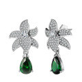 wholesale S925 Sterling Silver Cloud-Pull Jewelry Light Luxury Artificial Emerald Teardrop Earring Accessories-0-4