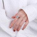 wholesale S925 Sterling Silver European and American River Line Texture Trendy Minimalist Unisex Open Ring-0-3