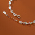 wholesale S925 Silver Anklet for Women Korean Style Minimalist Hollow Pig Nose Clasp Fashion Jewelry S4672-0-4