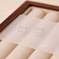 wholesale 925 Sterling Silver Entwined Circle Geometric Stud Earrings For Women-0-1