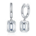 wholesale S925 silver gold-plated, TikTok hot sale, emerald cut 6*8mm, bezel-set moissanite, ins-style earrings for women-0-4