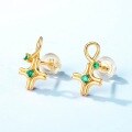 wholesale S925 Sterling Silver Japanese New Fashion Trend Cultivated Emerald Star Earrings Drop Shipping-0-3