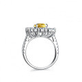 S925 Silver 2ct Champagne Yellow Oval Moissanite Ring for Women-0-1
