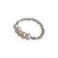 wholesale S925 Sterling Silver Crushed Silver Pearl Ring for Women, Light Luxury Small Design Sense Ring, Index Finger High-End Sense Elastic Ring-0-4