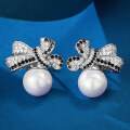 wholesale 925 Silver New Jewelry 10mm Pearl Earrings Fashion Elegant High-end Versatile Earrings for Women-0-0