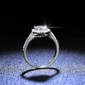925 Silver Moissanite Ring Heart Cut Hollow Solitaire-0-0