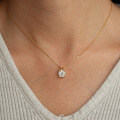 925 Sterling Silver Four-Prong Pendant Moissanite Necklace Classic 14K Gold Plated 1 Carat-0-1