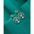 wholesale S925 Sterling Silver European and American Cross-Border Bohemian Tree of Life Earrings with Zirconia, Small Round Ear Drops for Women-0-1