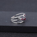 wholesale 925 Silver Luxury Designer Exquisite Natural Rose Garnet Ring, Prosperity Collection with Inlaid Natural Gemstones-0-2