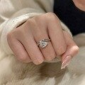 wholesale S925 Sterling Silver White Gold Light Luxury Niche Design Irregular Streamlined Teardrop Moissanite High Carbon Diamond Ring-0-0