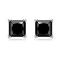 wholesale S925 Sterling Silver Advanced Minimalist Square and Round Black Zircon Earrings for Women, Fashionable and Elegant Accessories-0-4