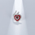 wholesale S925 Silver Designer Natural Garnet Ring Heart Design Colored Gemstone Ring for Gift-0-2