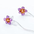 wholesale 925 Silver Gold-Plated New Korean Style Ethereal Violet Gradient Enamel Flower Earrings Wholesale-0-1