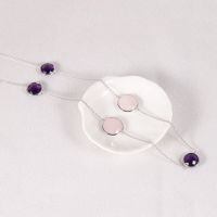 wholesale S925 Silver Fashion Necklace with Natural Gemstones, French-style Long Rainbow Mixed Gemstone Pendant Sweater Chain for Export-Natural crystal sweater chain