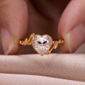 wholesale S925 gold-plated moissanite vine leaf love ring for women, minimalist luxury style with unique design, best-selling hot item-0-2