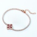 wholesale S925 Sterling Silver European and American New Exaggerated Personality Cultivated Ruby Bracelet Four-Leaf Clover Full Zircon Chain Wholesale-0-3