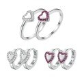 wholesale 925 Sterling Silver Heart Zircon Ear Studs Simple and Elegant High-End Sense Diamond Inlaid Ring Silver Jewelry Valentine's Day Gift-0-4