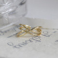 wholesale Gold Plated Sterling Silver Open Ring Fashion INS Style Geometric Line Interwoven 925 Sterling Gold Plated Women's Ring-0-0