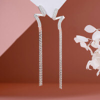 wholesale Metal cross earrings for women, small and unique design, trendy and slimming tassel ear thread, luxurious and elegant, hundreds of ear accessories-xb1377-silver