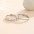 wholesale Metal Material: 925 Sterling Silver A pair of minimalist open-adjustment couple rings in Japanese and Korean style, lightweight luxury, suitable for engraving, an idealgift-0-3