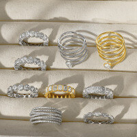 wholesale S925 Sterling Silver European and American Cross-Border Women's Ring, Spring-Shaped Heart with Geometric Pavé Diamond Design, Stylish and Unique Band-Platinum DY121010-SW-WH>6