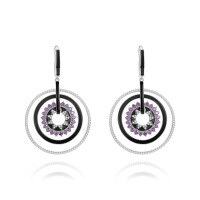 wholesale Designer-style natural garnet enamel earrings with a unique hoop design, 925 silver and colored gemstone earrings-Natural amethyst earrings