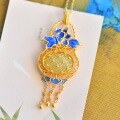 wholesale Silver-gilt, silver-gilt openwork floral basket, enamel tassel, and Hetian jade pendant-0-3