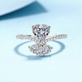 wholesale S925 Sterling Silver Moissanite Ring for Women, Heart Holding Flowers, Elegant and Sophisticated Holiday Gift for Girlfriend-0-6