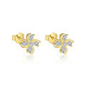 wholesale S925 Sterling Silver Four-Leaf Clover Earrings, Dainty and Versatile Zircon Earring Set for Women-0-15