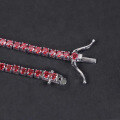 wholesale S925 sterling silver gold-plated tennis chain with stylish pomegranate red moissanite, available in 3/4/5mm, a hip-hop colorful bracelet-0-3