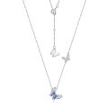 wholesale S925 Sterling Silver Sweet and Versatile Blue Plique-à-Jour Enamel Butterfly Necklace for Women, Fashionable and Elegant, with a Unique Design-0-5