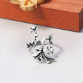 wholesale 925 Sterling Silver Antique-finished Irregular Lycoris Ring For Women, Ins-inspired Niche Design With Hollow Open Shank-0-2