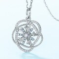 wholesale S925 sterling silver new elegant and fashionable blue spinel snowflake pendant Korean style necklace for women wholesale-0-2