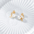 wholesale [gold-plated, sterling silver] Ins style pearl earrings, new jewelry source manufacturer wholesale, bread bead white topaz ear clips-0-3