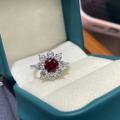 18K Gold 1ct Pigeon Blood Red Ruby Jewelry Set with Ring, Earrings, Necklace-0-4