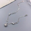 wholesale S925 Sterling Silver Fashion Ins Style Patchwork Three-Dimensional Heart Minimalist Silver Bracelet, Small and Exquisite Temperament Versatile Peach Heart Accessory-0-2