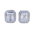 wholesale S925 silver new 8*10mm high-carbon diamond rectangular emerald-cut stud earrings, fashionable and versatile for women-0-4