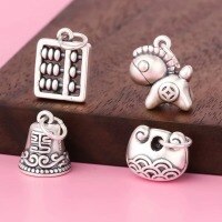 wholesale 3D Hard Silver Retro Abacus Pendant with "Immediate Wealth" and "Wish Fulfillment" Engraving, DIY Accessory-Type C