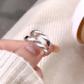 wholesale S925 Sterling Silver Mobius Loop Couple Rings, High-End Korean Style Minimalist Openable Band-0-1