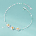 wholesale S925 Silver, Ins-style minimalist daisy bracelet, fresh and sweet floral spring new design S7747-0-1