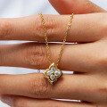 14K Gold Plated 925 Silver Moissanite Four-Leaf Clover Pendant Necklace-0-2
