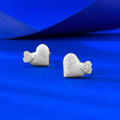 wholesale S925 Silver Spring and Summer New Love Pattern Brushed Stud Earrings, Fashionable and Versatile Style with a High-End Feel-0-2