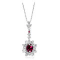 wholesale S925 silver new jewelry 2ct oval 7*9 lab-grown ruby and sapphire pendant light luxury ins necklace-0-4