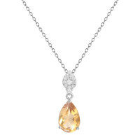 wholesale S925 silver French romantic new design jewelry amethyst gemstone pendant with natural moonstone necklace-Natural Citrine Necklace>925 Silver