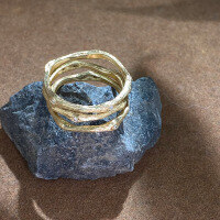 wholesale S925 Sterling Silver Red Elk All-Over Body Ring for Women, Large Size, Original and Unique Band, European and American Style, Daily Wear Gift, Light Luxury-BZ0326-Gold US size 10