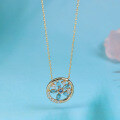 wholesale [K gold-plated sterling silver] spring and summer new advanced sense topaz hollow-out necklace women's jewelry wholesale-0-0